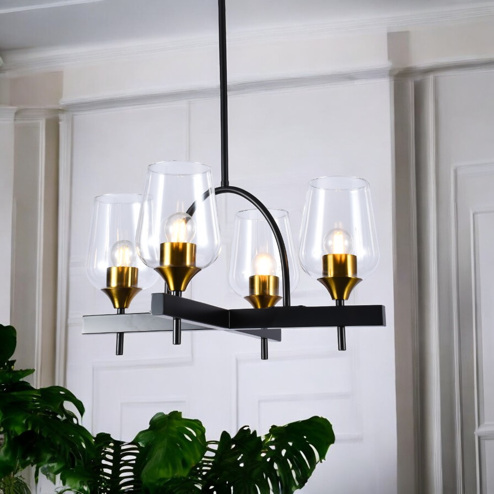 Lámpara colgante Vera de vidrio clear/metal negro
