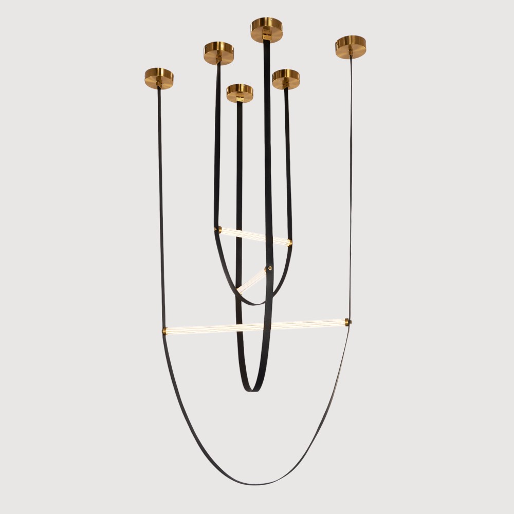 Lámpara LED Belt x3 correas black con luz cálida 28W