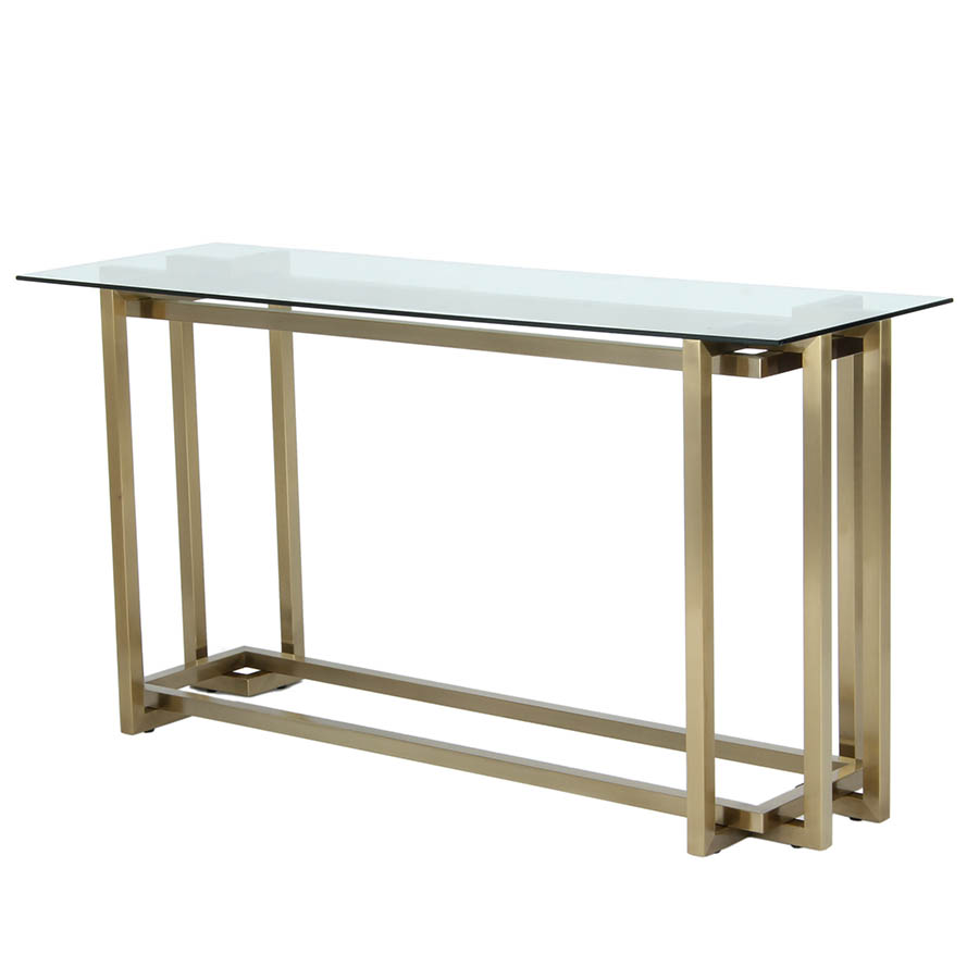 Consola Nara top de vidrio estructura dorada