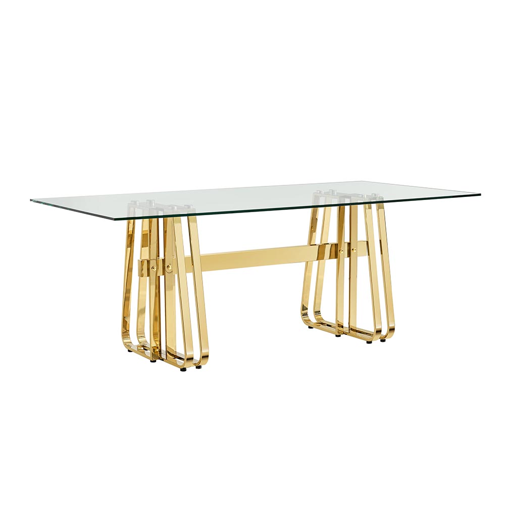 Mesa de comedor rectangular 200x100 Alessia base gold