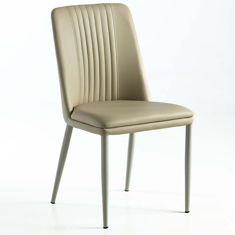 Silla comedor sin brazos Danya tapiz tipo piel beige
