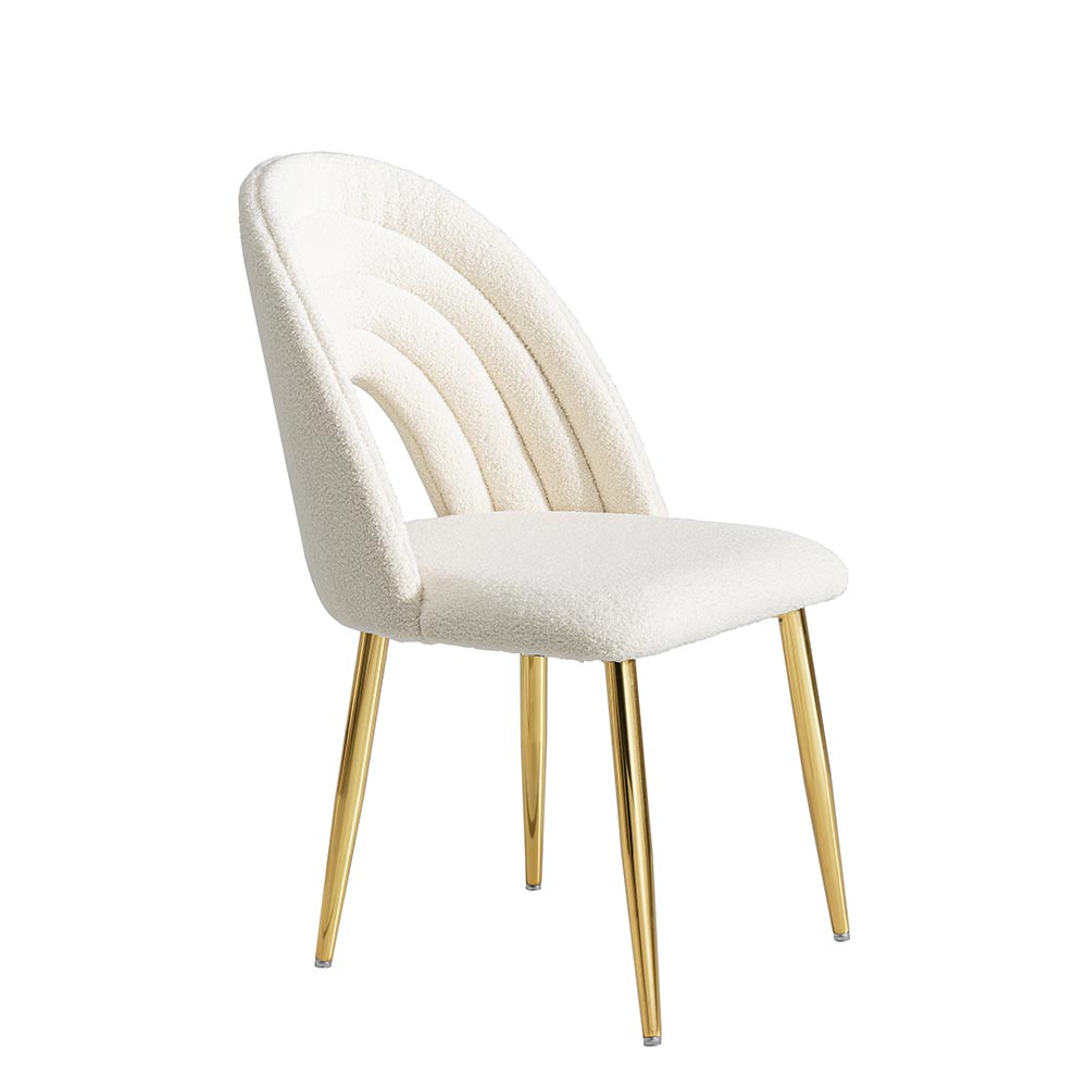 Silla de comedor sin brazos Nube de tapiz blanco