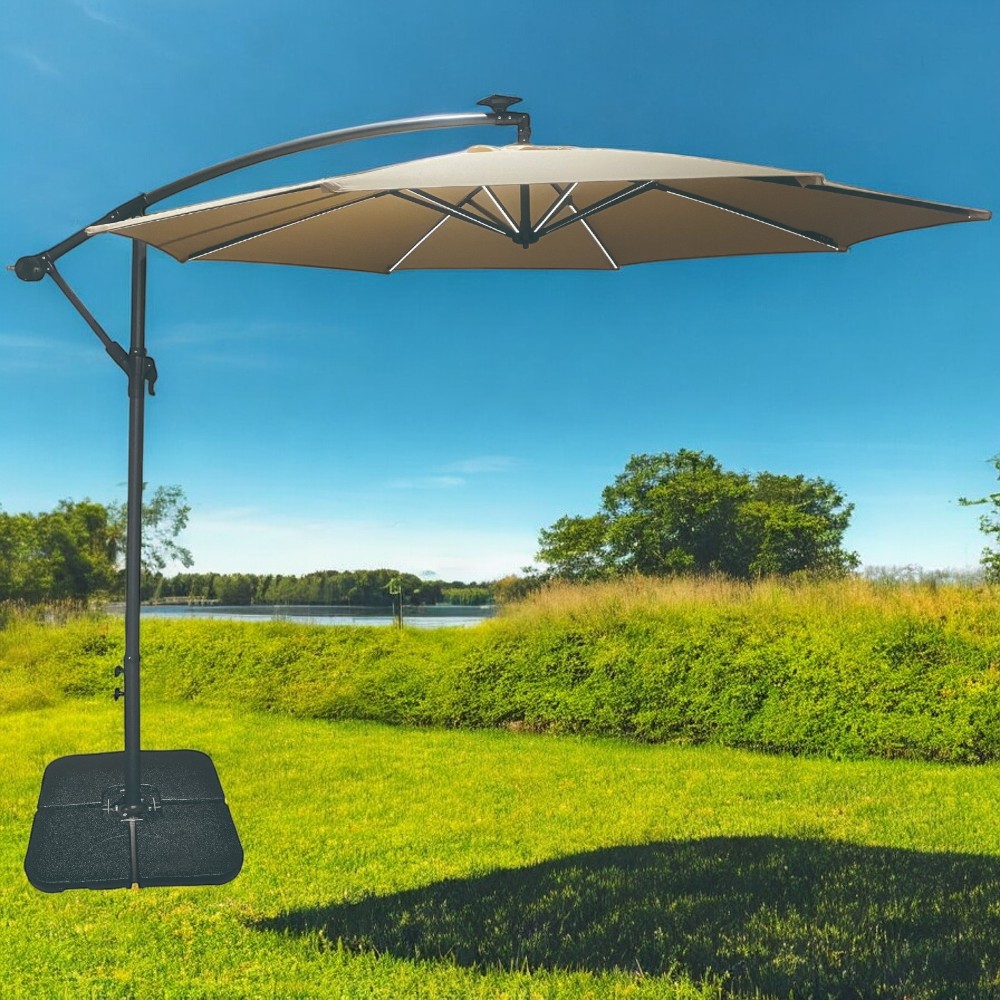 Parasol lateral Ø3m gris oscuro con luz led solar