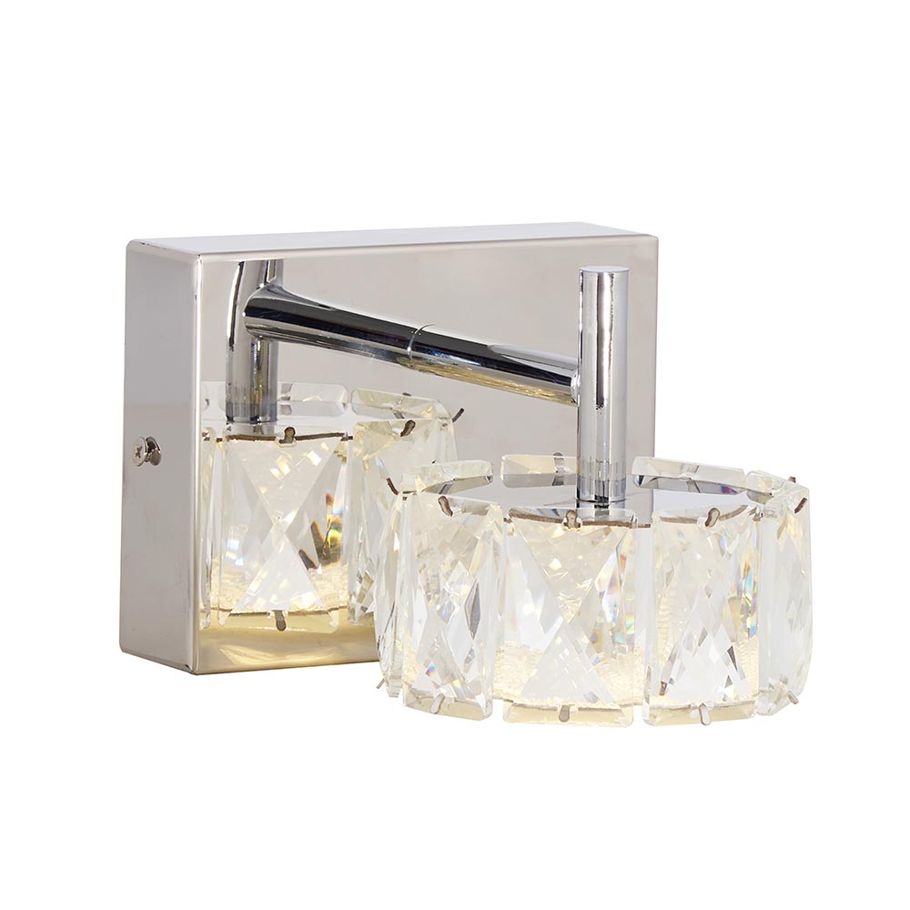 Lámpara led de pared Artemy chrome cristal K9 luz cálida 7W