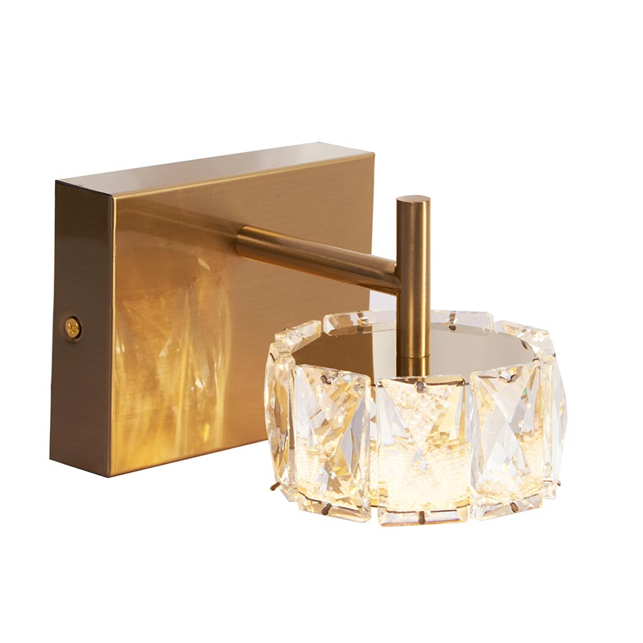 Lámpara led de pared Artemy gold cristal K9 luz cálida 7W