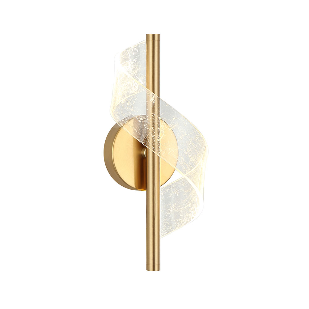 Aplique LED de pared Leaft color dorado con luz cálida 7W