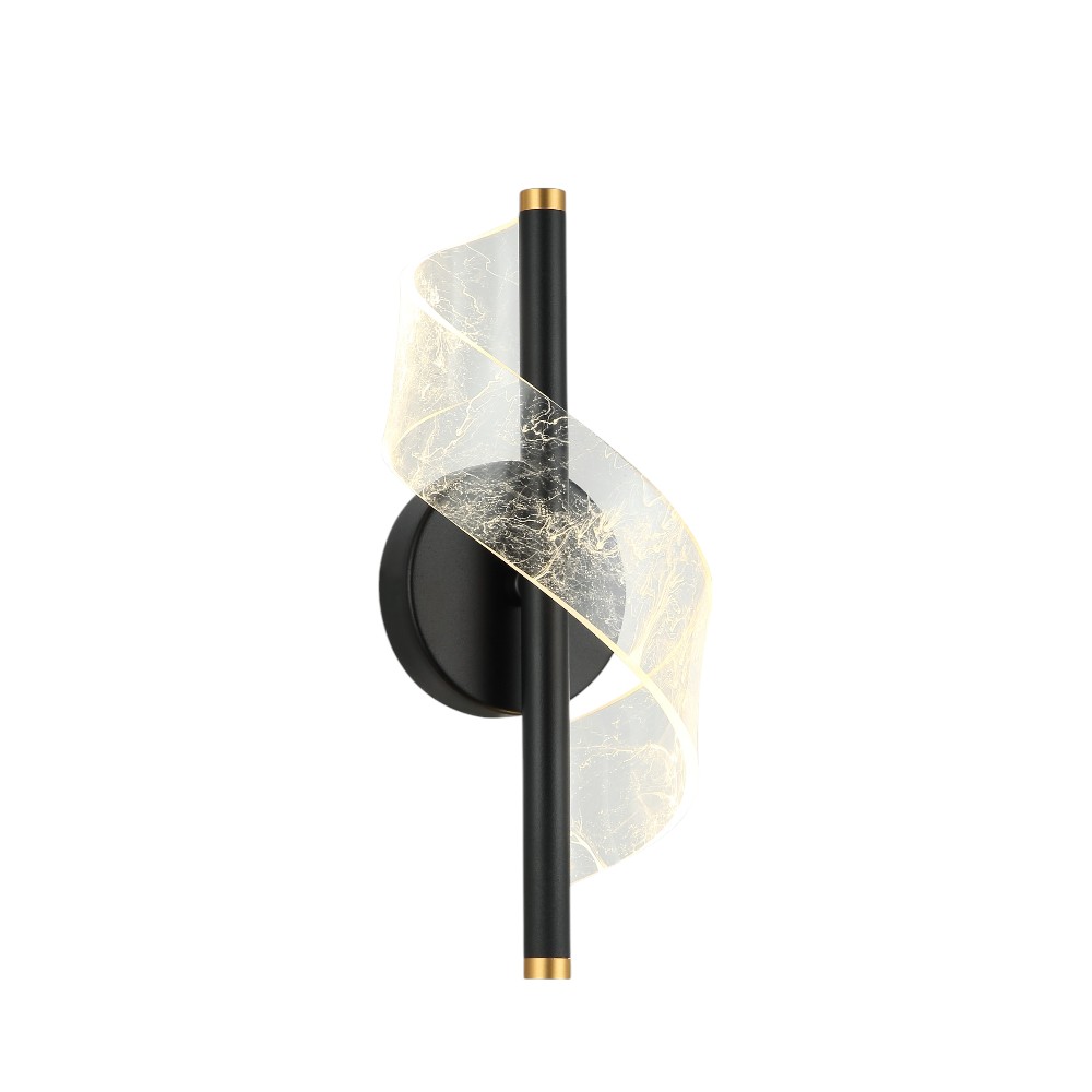 Aplique LED de pared Leaft negro con luz cálida 7W