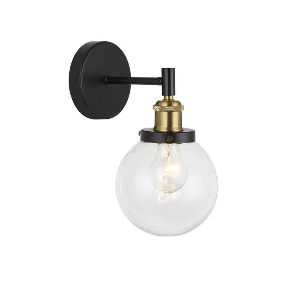 Aplique de pared E27 Harvey black/brass tulipa clear