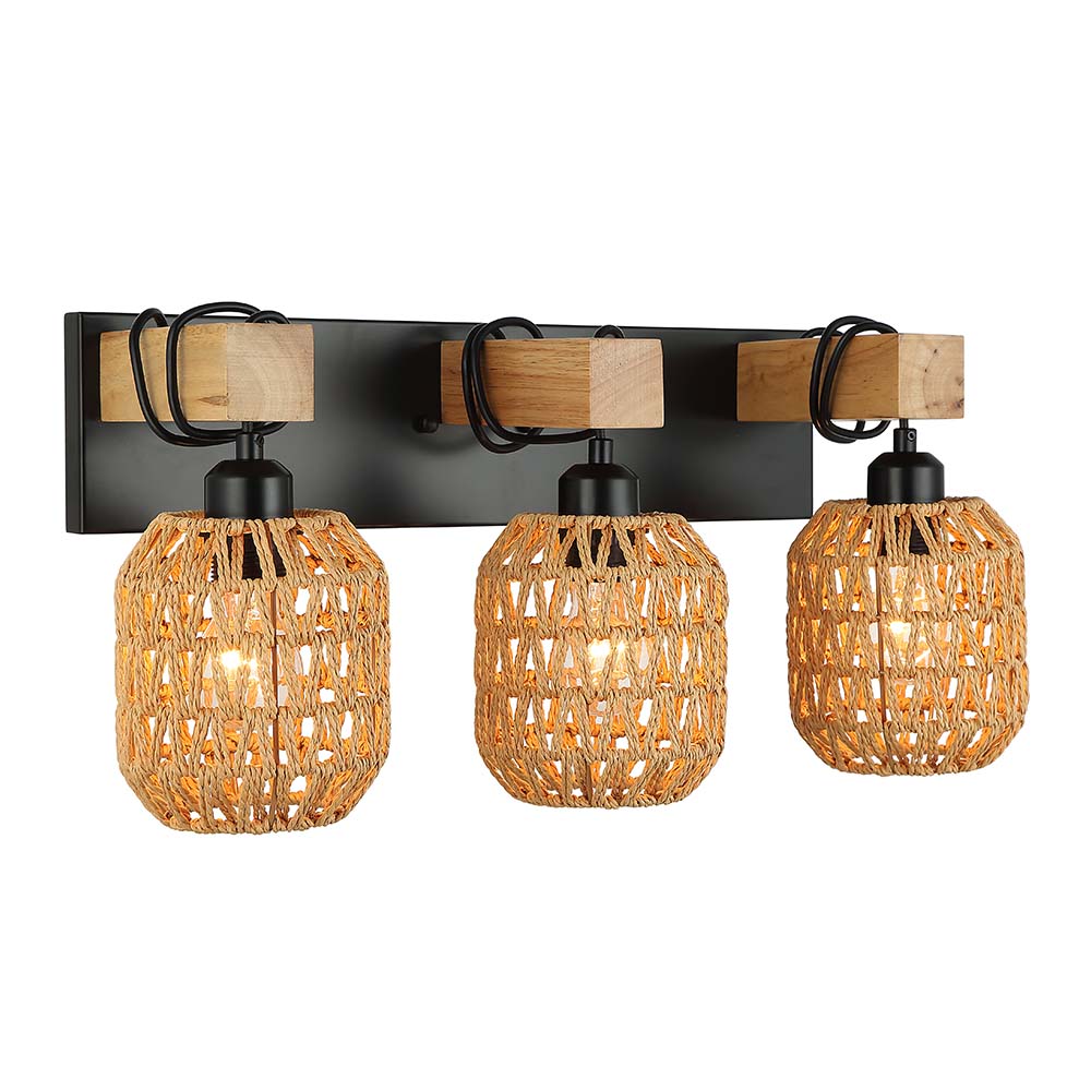 Aplique de pared 3xE27 Nomada de cuerda natural