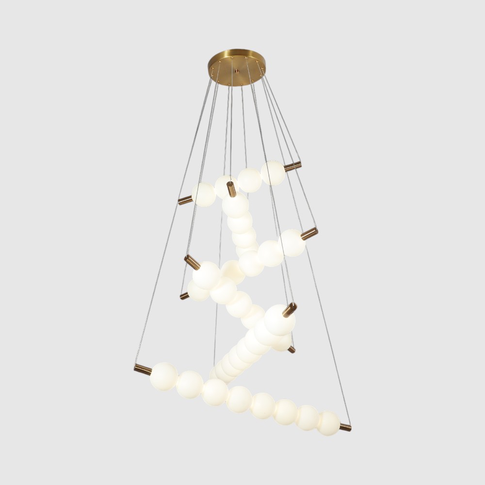 Lámpara led doble altura Forms brass/white con luz cálida