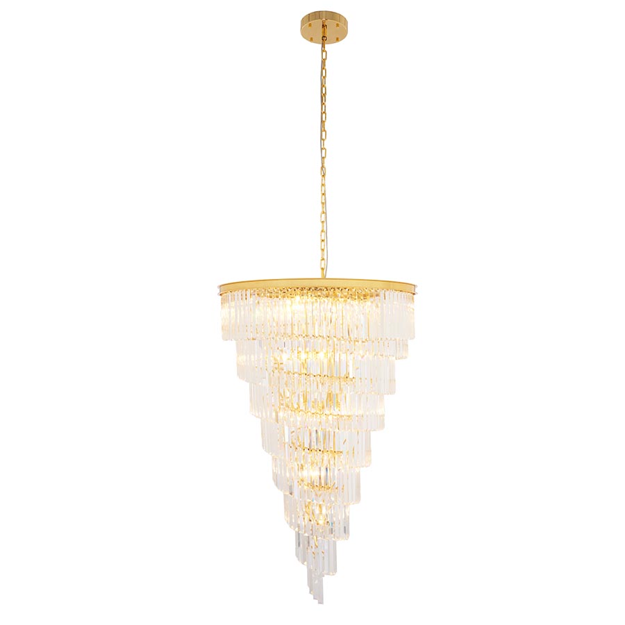 Lámpara doble altura 19xE14 Spiral gold de cristal K9