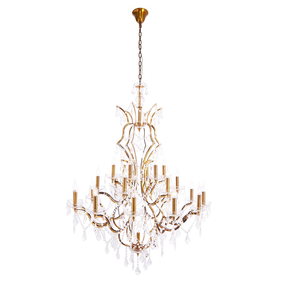 Lámpara chandelier 25xE14 Victoria brass de cristal K9