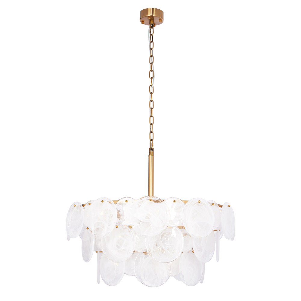 Lámpara colgante 12xE14 Ginevra bronde de vidrios blancos