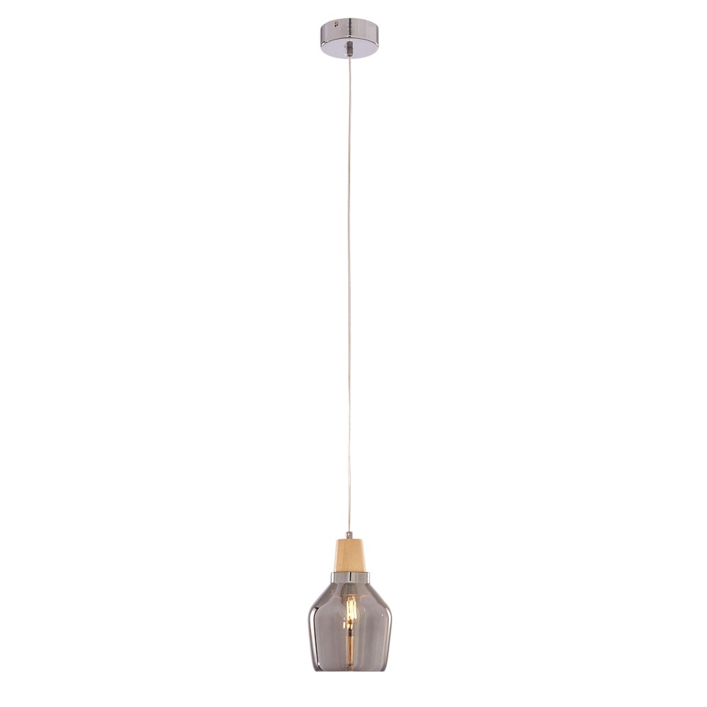 Lámpara colgante E27 Nua vidrio smoke y madera
