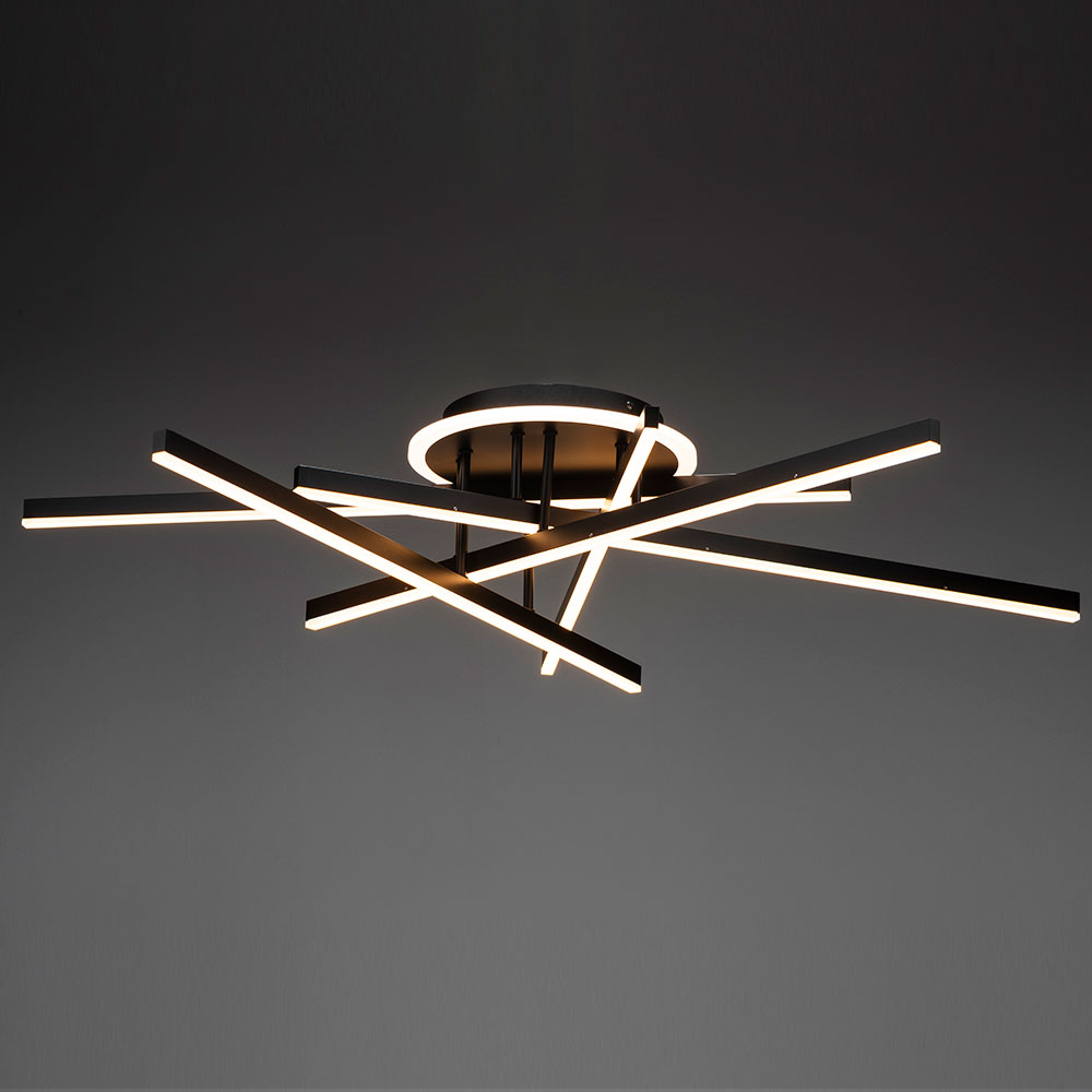 Lámpara LED de tumbado Lines black 60W con luz cálida