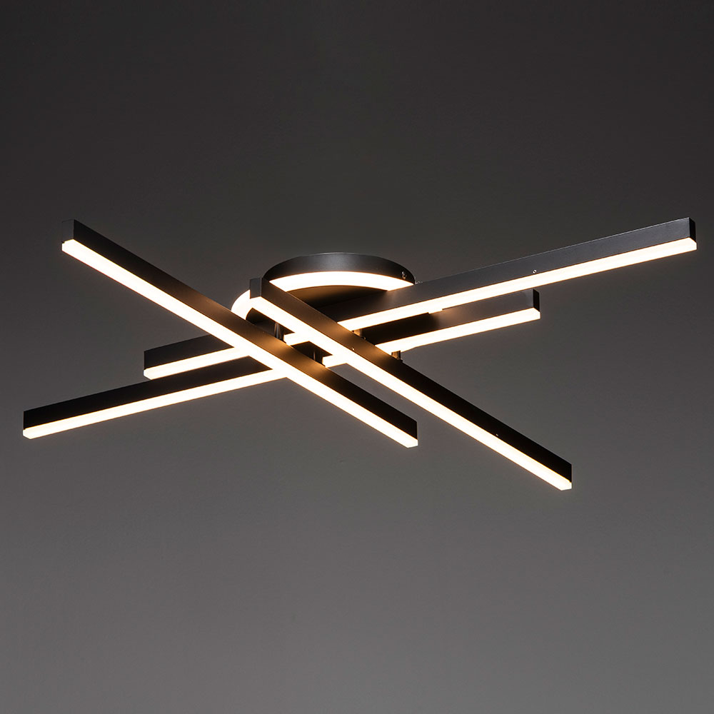 Lámpara LED de tumbado Lines black 44W con luz cálida