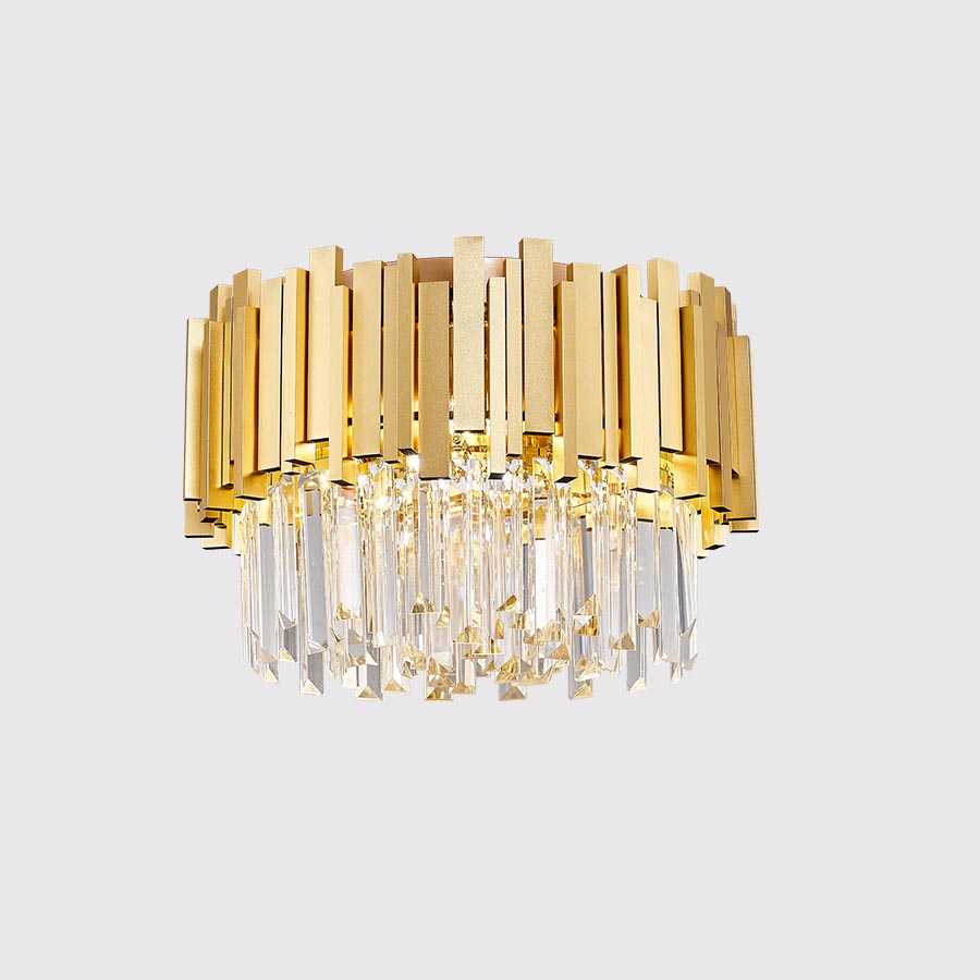 Lámpara de tumbado 4xE14 Margot dorada con cristal