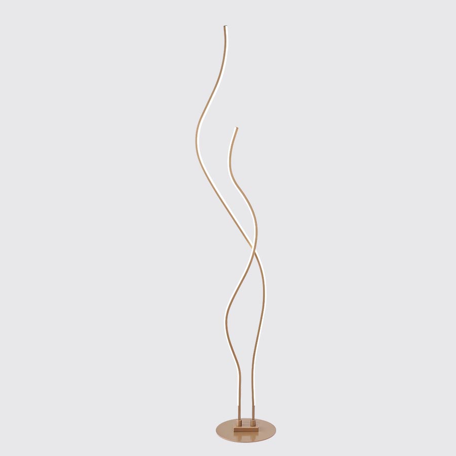 Lámpara de pedestal led Curvilinea Dorada luz cálida