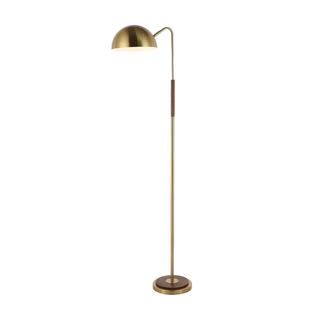 Lámpara de pedestal E27 Stone dorado/walnut 156cm