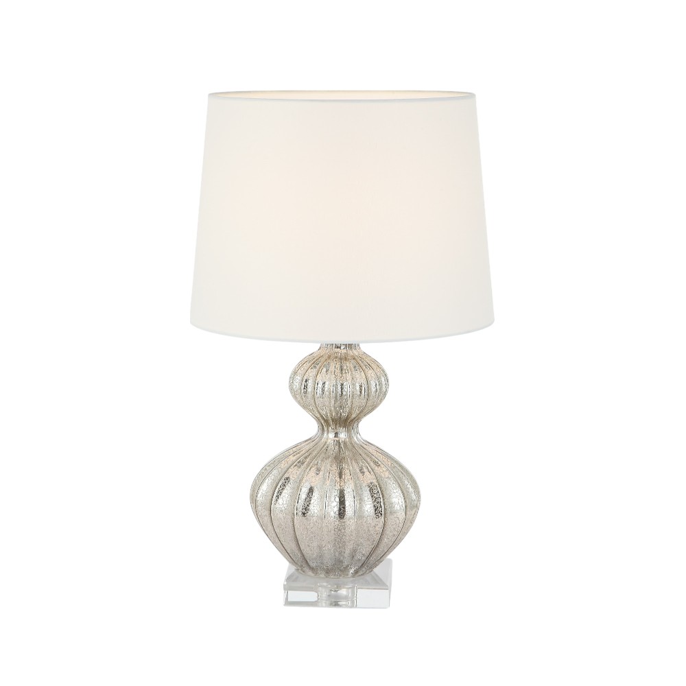 Lámpara de mesa E27 Lucent base plateada pantalla tea 58cm