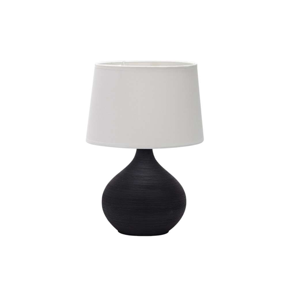Lámpara de mesa E27 Blake base negra pantalla tela 43cm