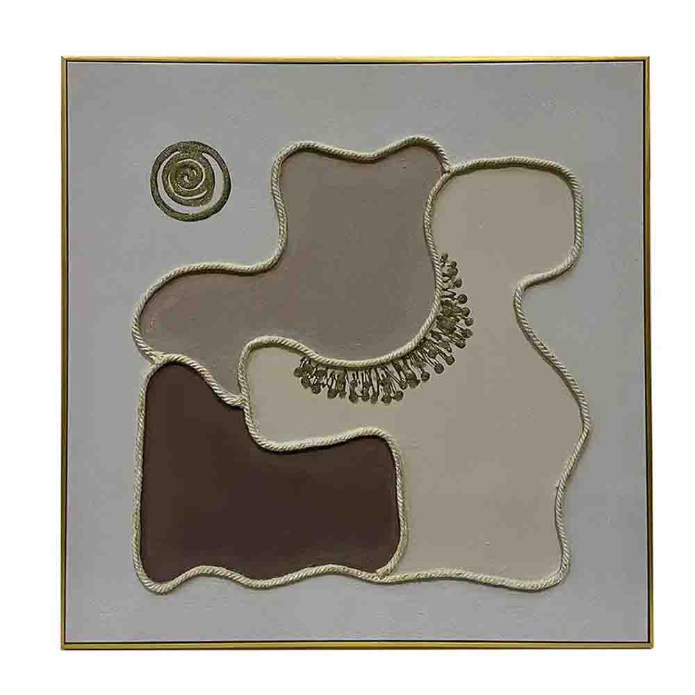 Cuadro abstracto tonos con marco dorado 100x100cm