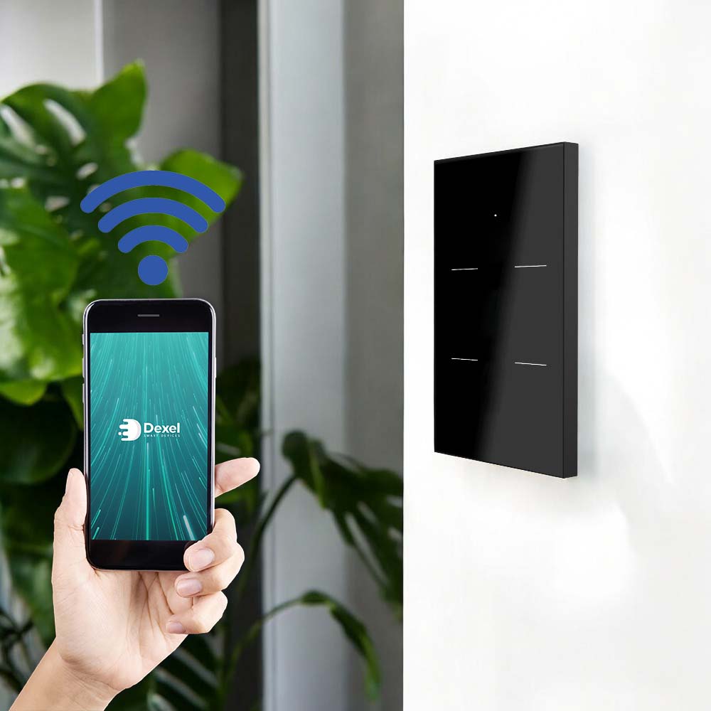 Interruptor WiFi 4 canales negro comp. c/Alexa y Google