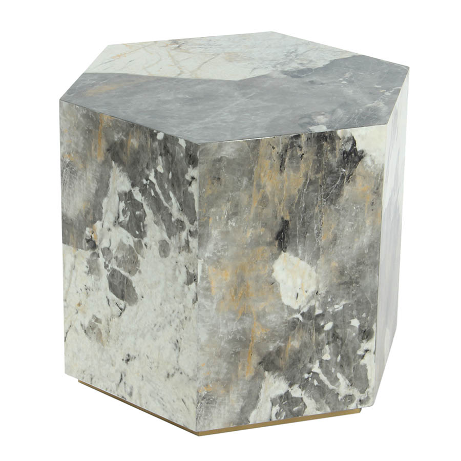 Mesa esquinera Dax marmoleado gris