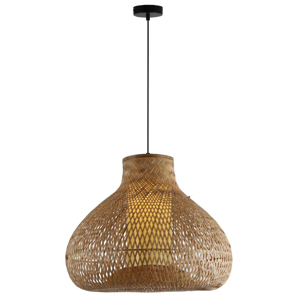Lámpara colgante E27 Sabina de bambu color café