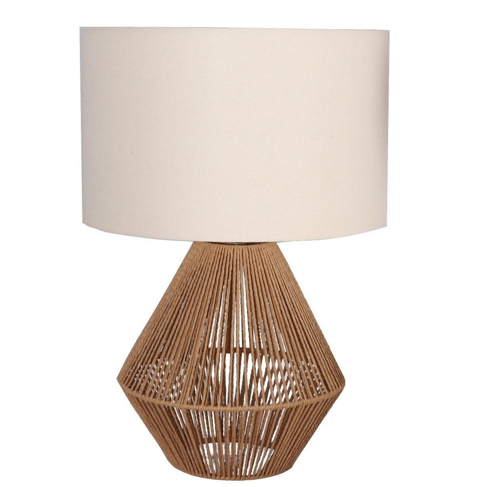 Lámpara de mesa E27 Nina base tejido natural pantalla tela