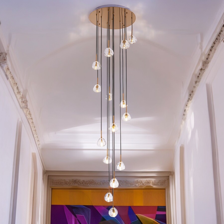 Lámpara doble altura 15xG9 Cordelia de cristal K9