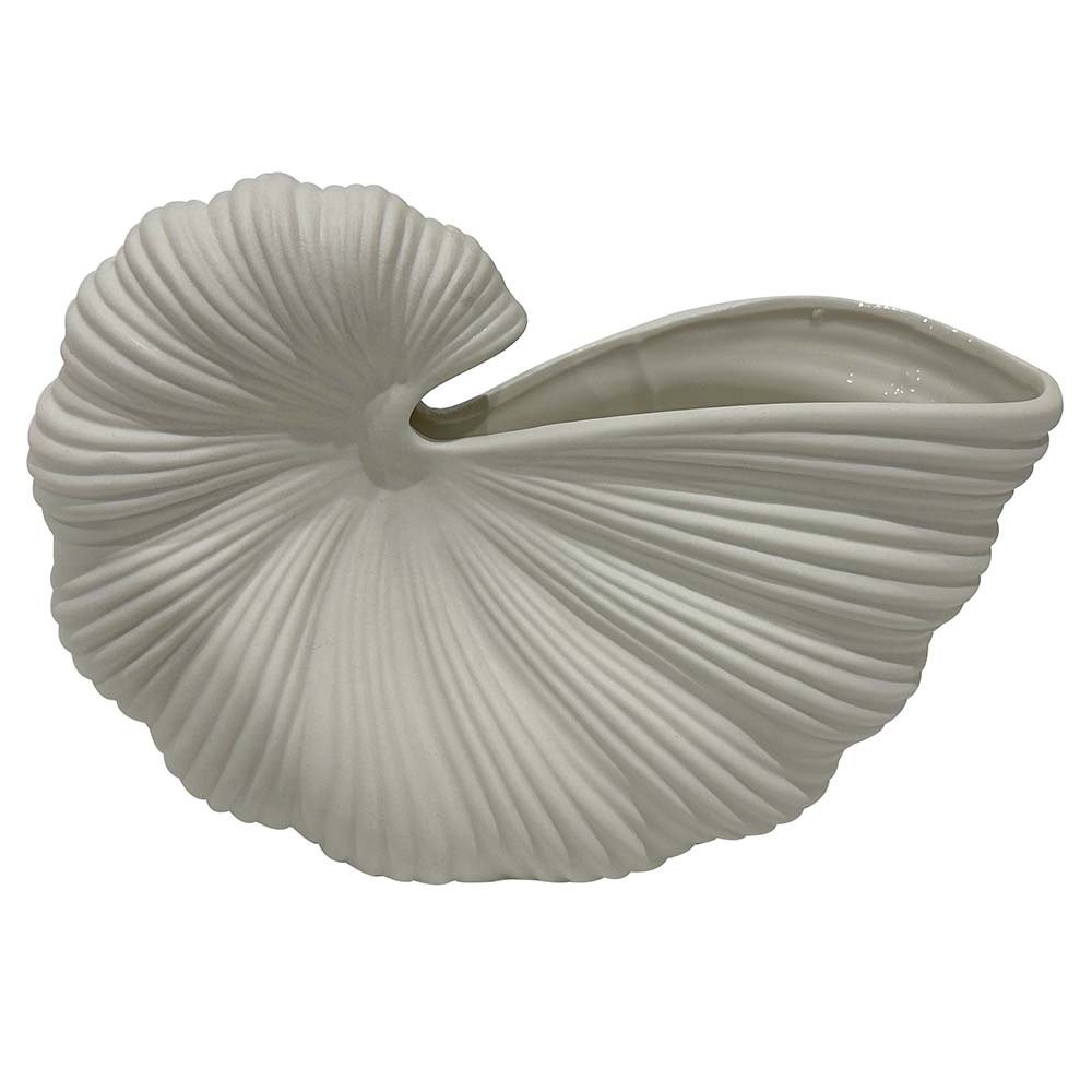Florero Caracola de cerámica blanca 26x19cm