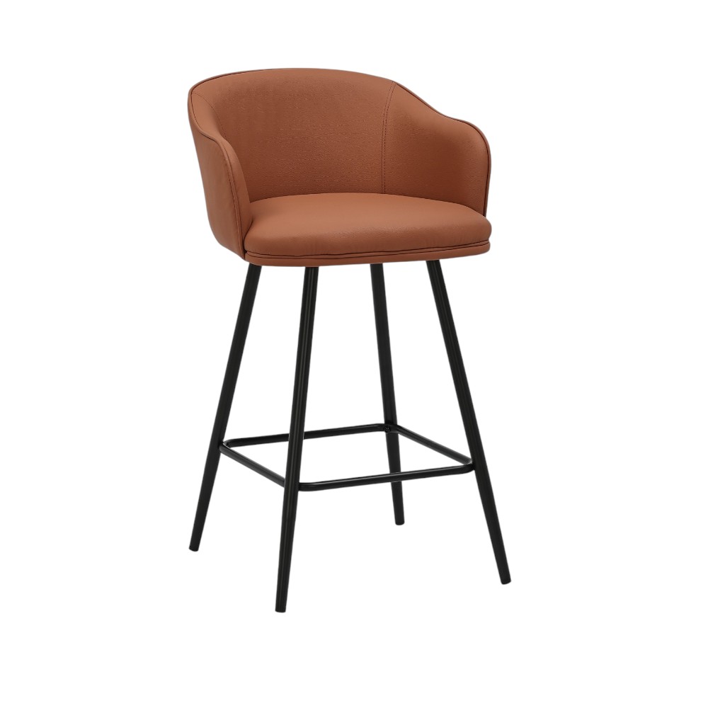 Taburete de bar Rowan tapiz color café y base negra