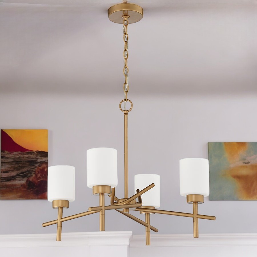 Lámpara colgante 4xE27 Cadence gold tulipas blancas