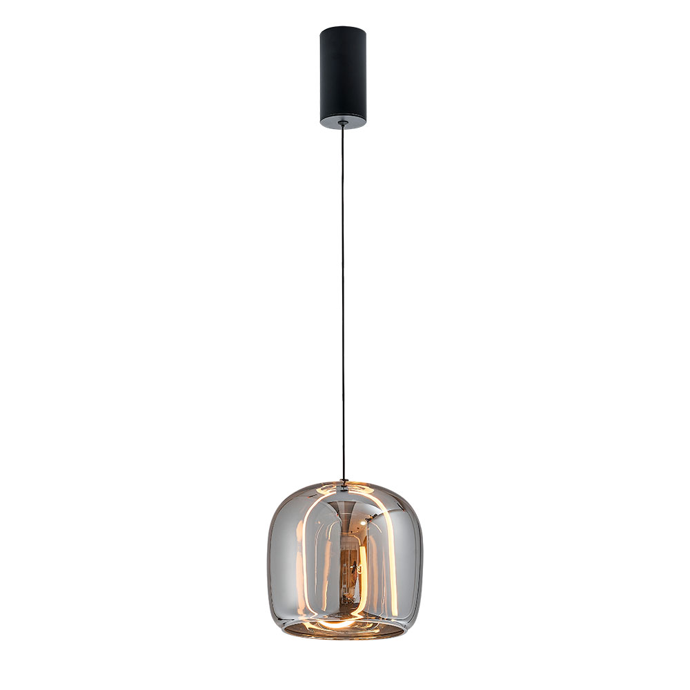 Lámpara colgante led Lyndsy vidrio smoke con luz cálida 7W