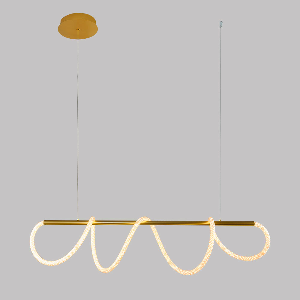 Lámpara colgante led Mara metal brass/tubo luz cálida