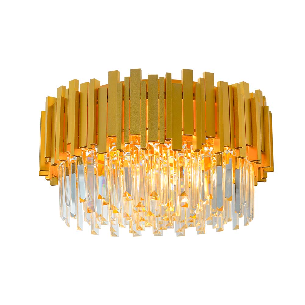 Lámpara de tumbado 6xE14 Georgia dorada de cristal