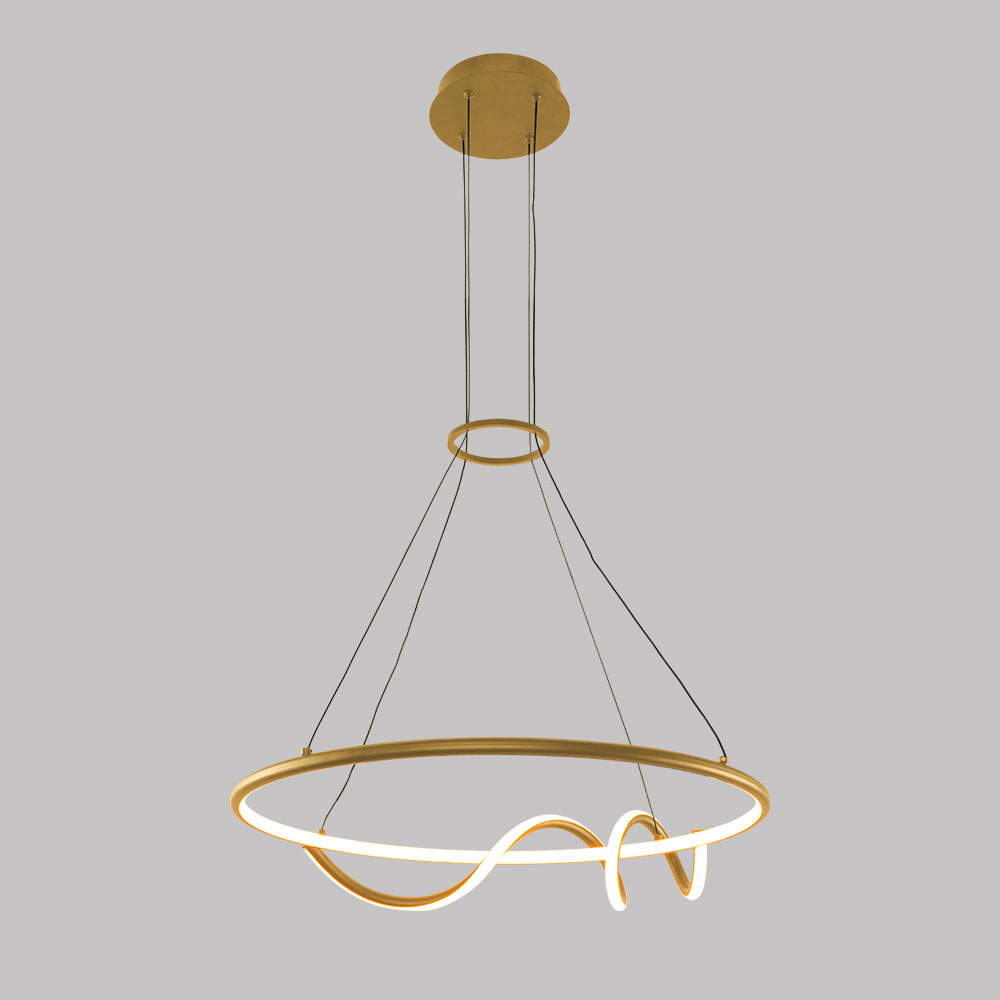 Lámpara LED colgante Zuria gold con luz cálida 42W