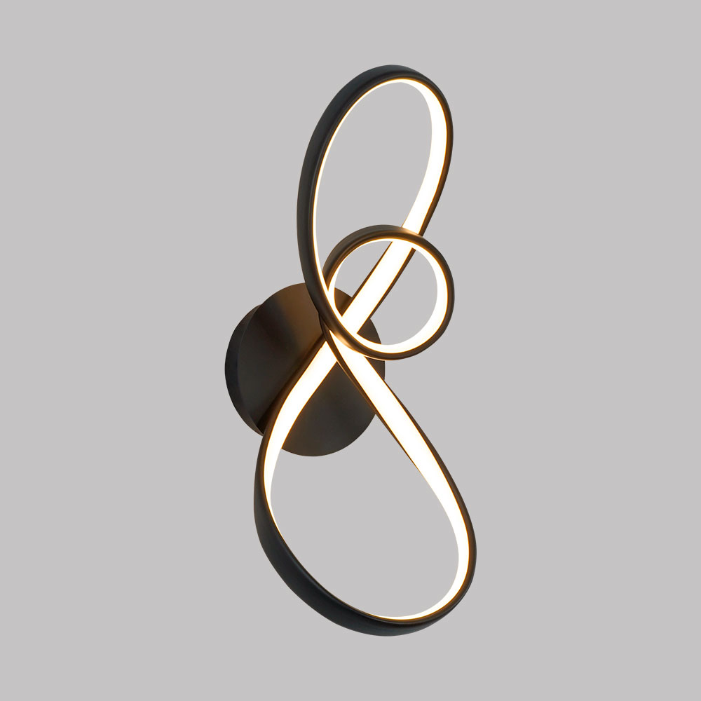 Lámpara LED de pared Alba black con luz cálida 12W