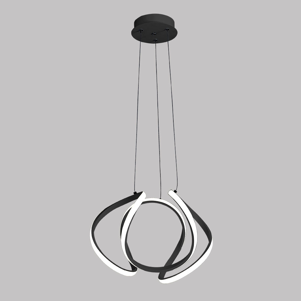 Lámpara LED colgante Luna black con luz cálida 28W