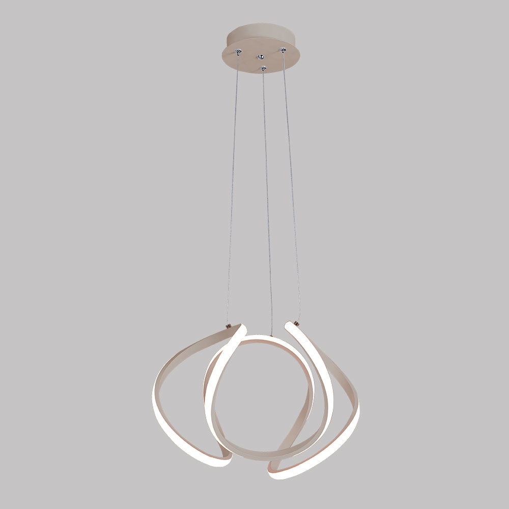 Lámpara LED colgante Luna champagne con luz cálida 28W