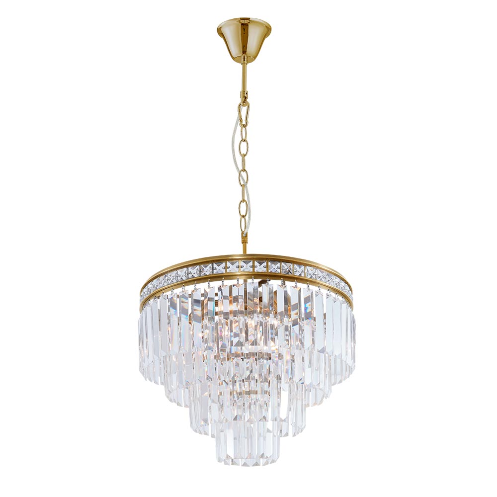 Lámpara colgante 3xE27 Saya dorada de cristal