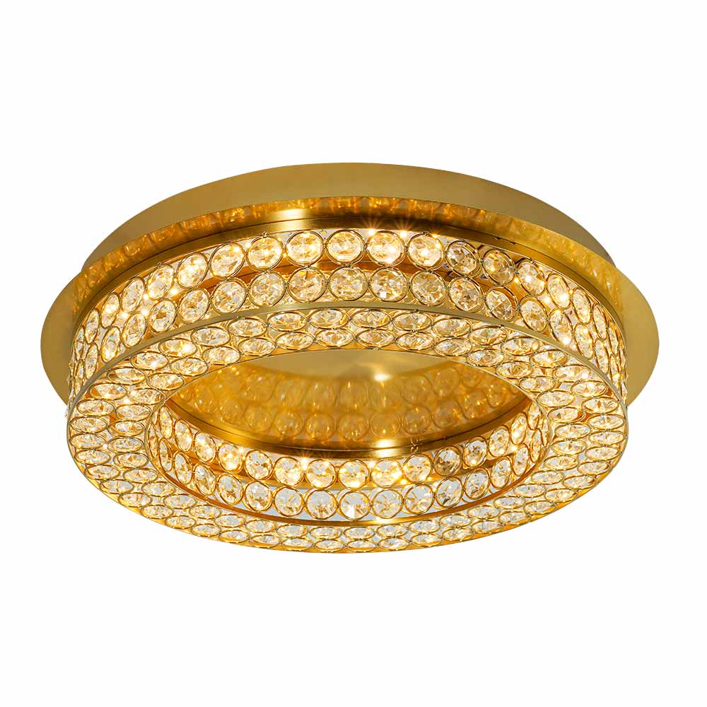 Lámpara LED de tumbado Suki gold c/cristales 3CCT 24W