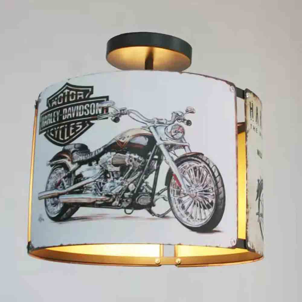 Lampara de techo E27 pantalla con print Harley D