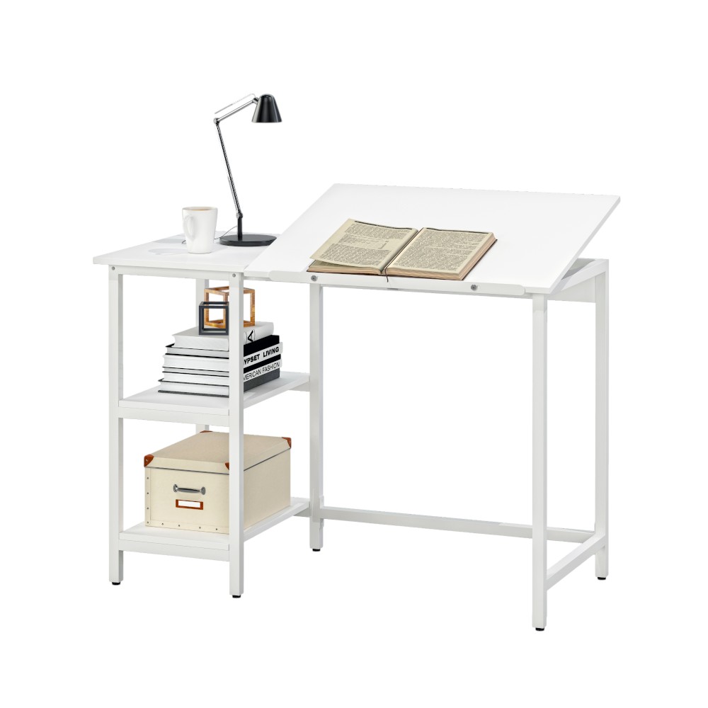 Escritorio con mesa de dibujo inclinable y ajustable blanco