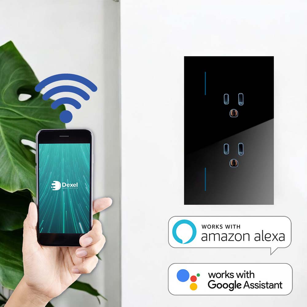 Toma WiFi doble empotrable negro comp. con Alexa/Google