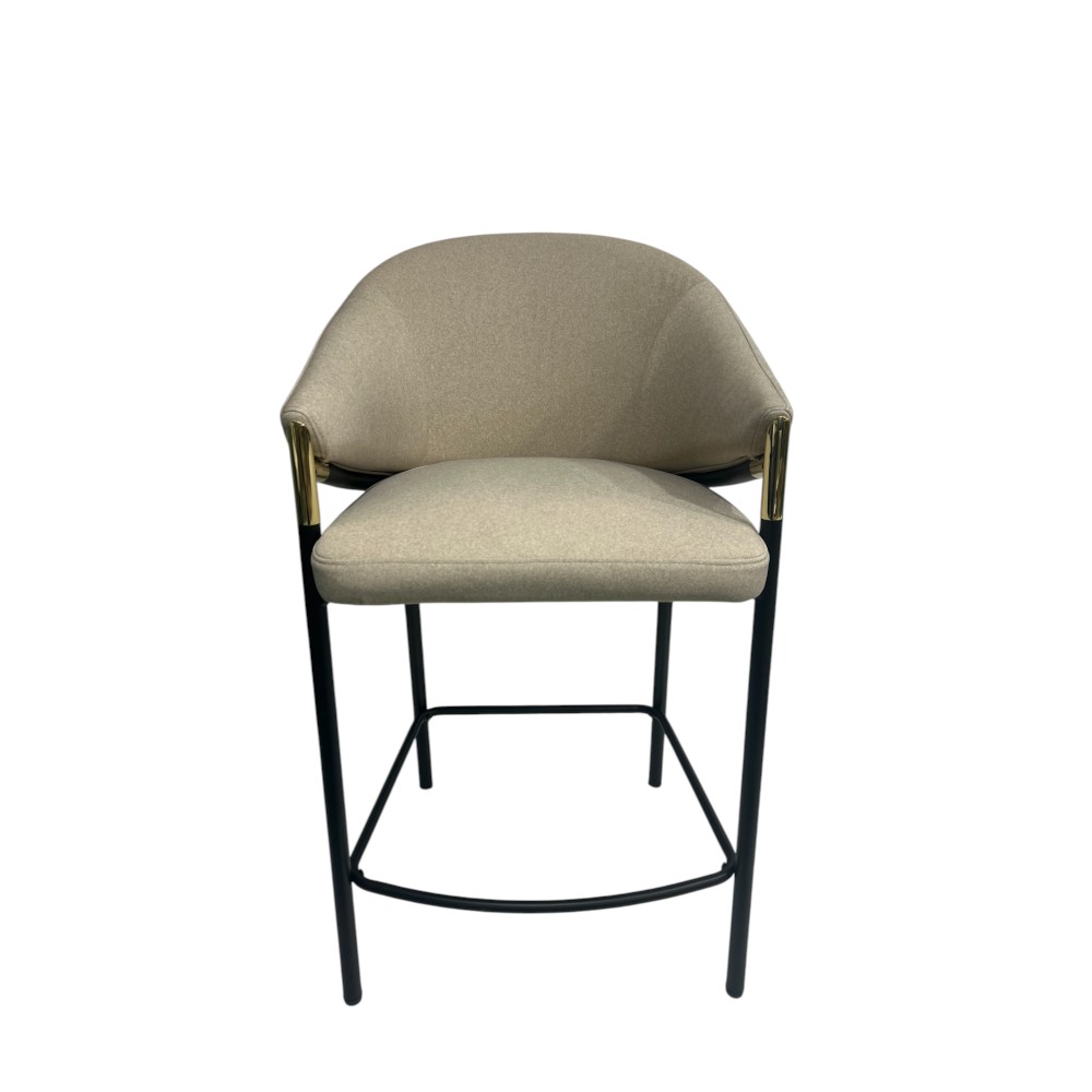Taburete Zoe tapiz velvet beige base negro/champagne