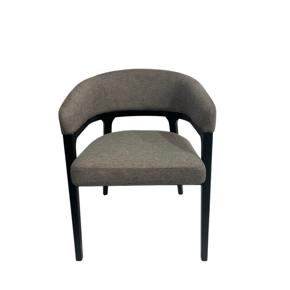 Silla de comedor Dafne tapiz taupe base negra