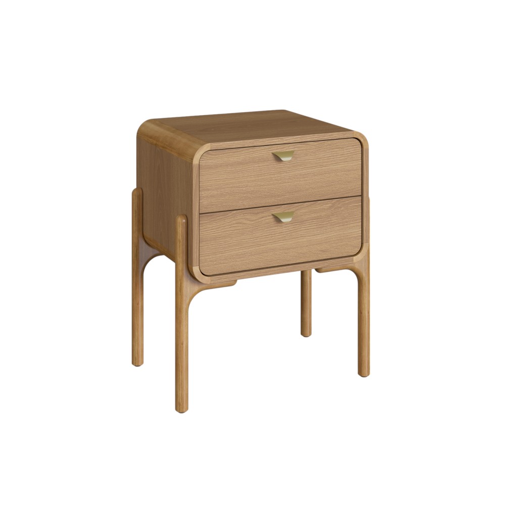 Mesa de noche Triss camel con 2 cajones