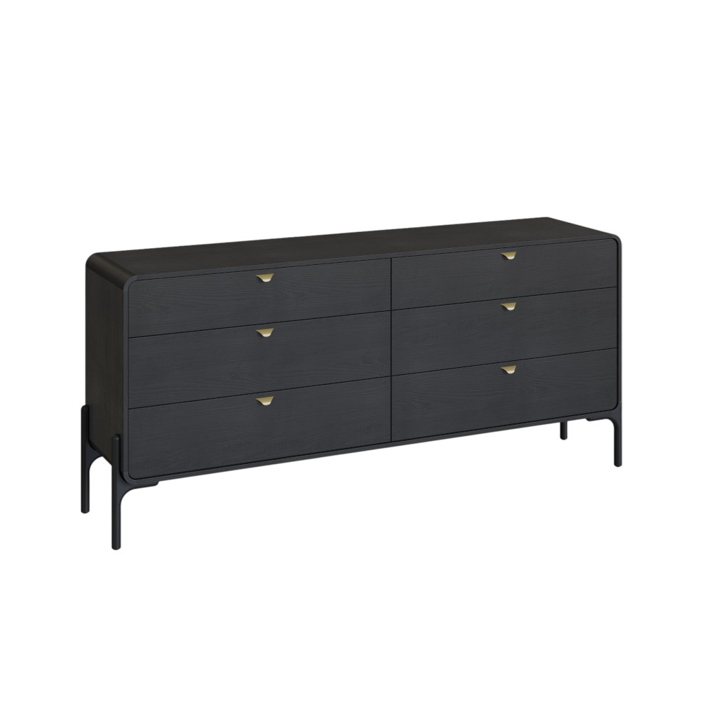 Cómoda Triss black con 6 cajones